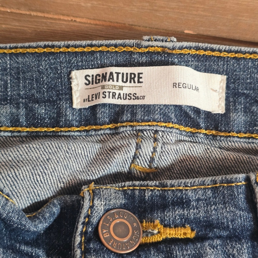 Signature by Levi Strauss & Co Pants Mens 33x34 Regular Fit Blue Medium Wash - Picture 6 of 7